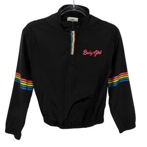 Kelly 26 International Black Rainbow Windbreaker Jacket Size 14 Girl L